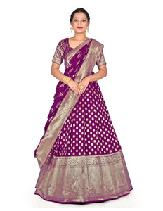 Purple Banarasi Silk Lehenga