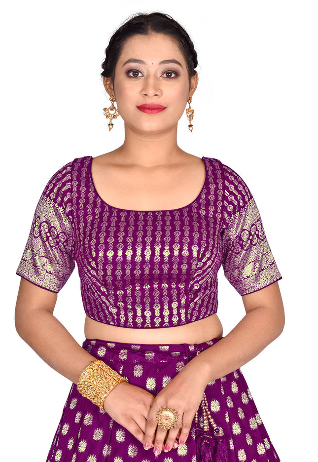 Purple Banarasi Silk Lehenga