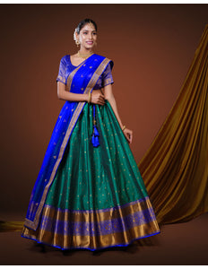 Green Banarasi Pattu Half Saree