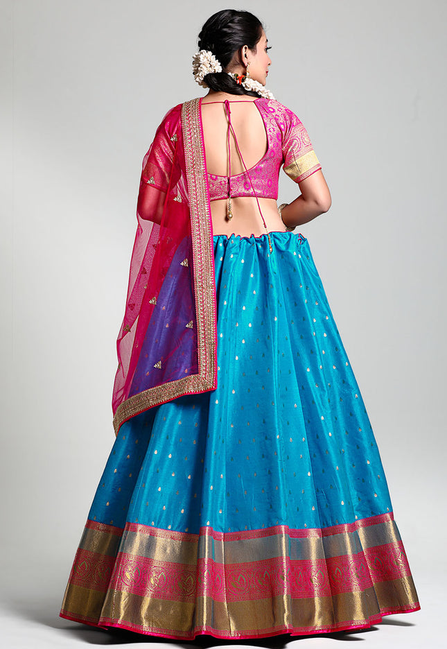 Firozi Banarasi Pattu Half Saree