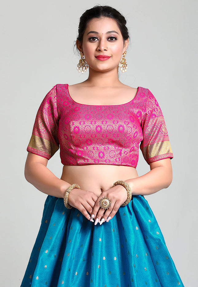 Firozi Banarasi Pattu Half Saree
