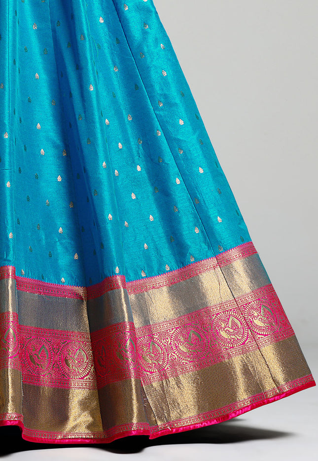 Firozi Banarasi Pattu Half Saree