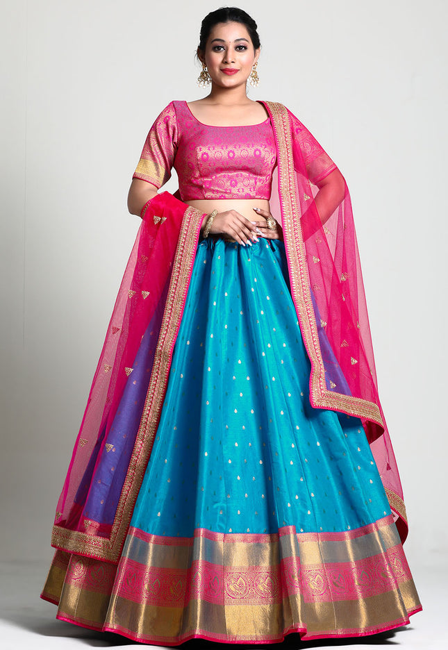 Firozi Banarasi Pattu Half Saree