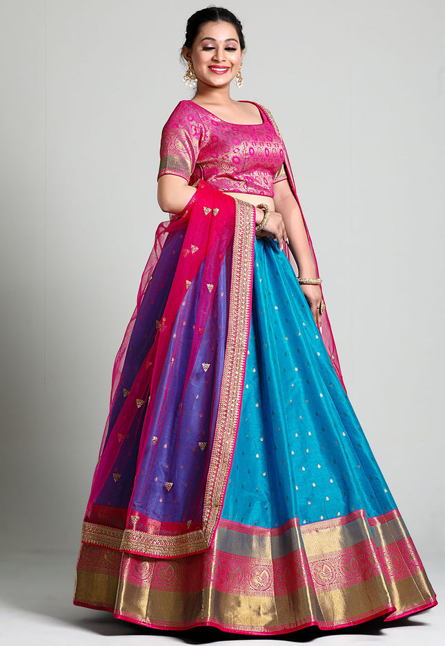 Firozi Banarasi Pattu Half Saree