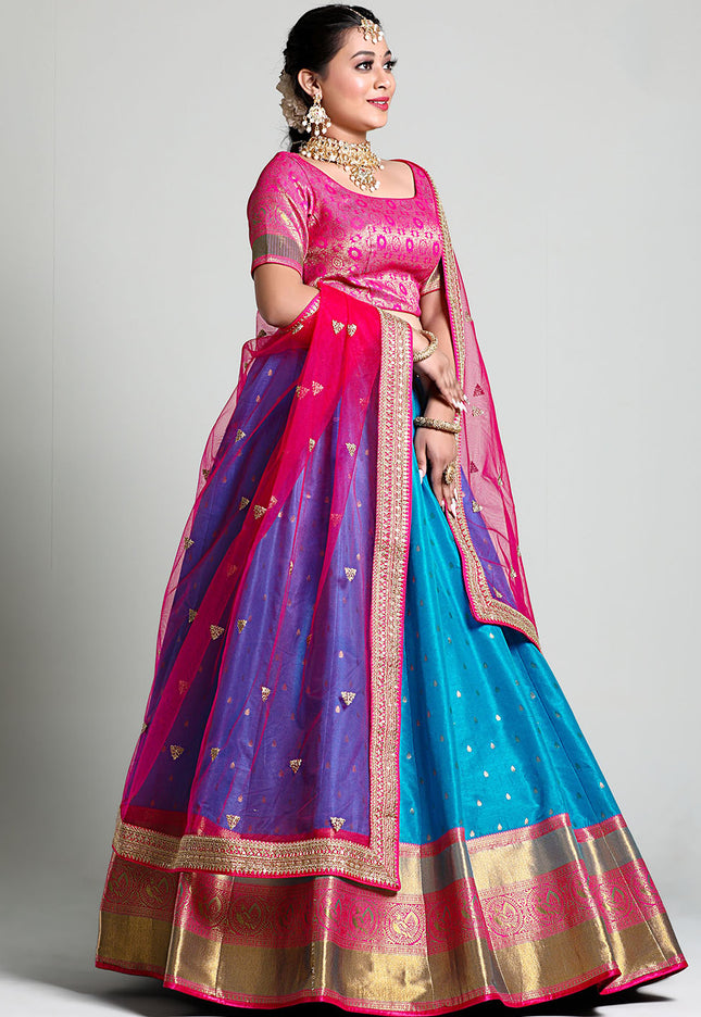 Firozi Banarasi Pattu Half Saree