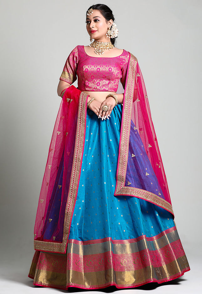 Firozi Banarasi Pattu Half Saree