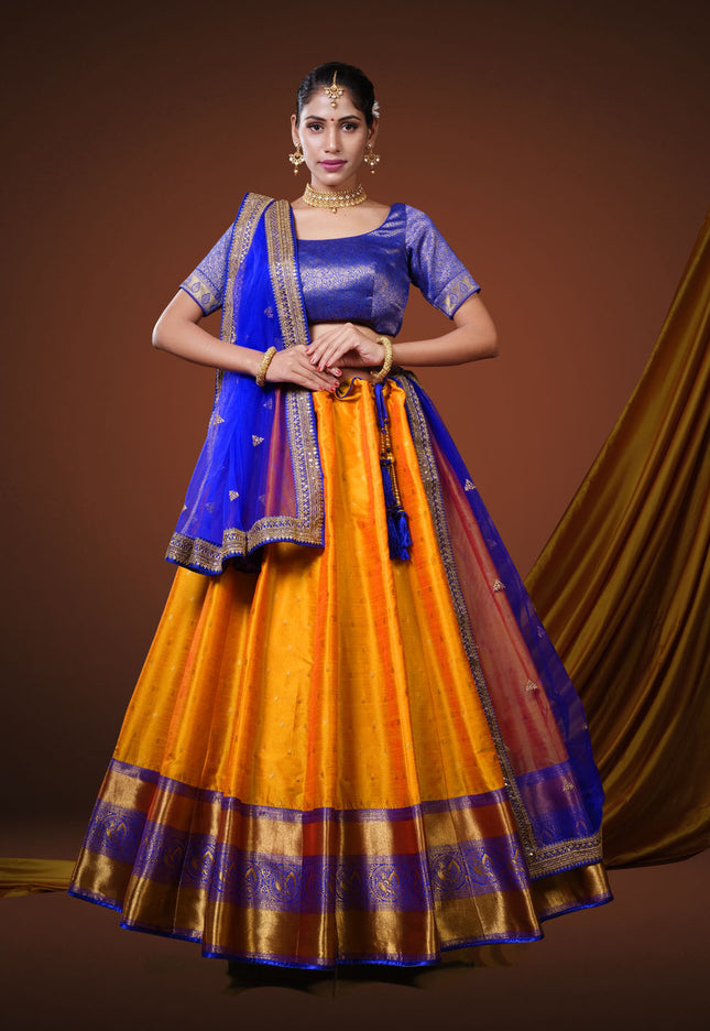 Gold Banarasi Pattu Half Saree