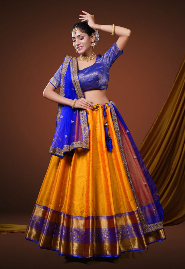 Gold Banarasi Pattu Half Saree