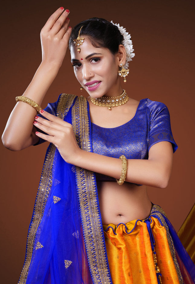 Gold Banarasi Pattu Half Saree