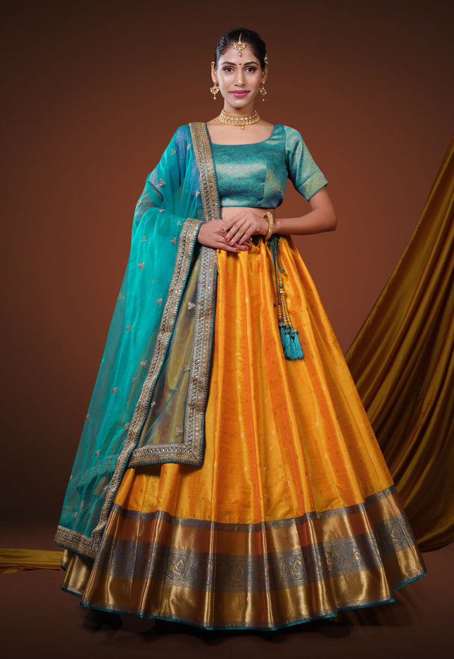 Gold Banarasi Pattu Half Saree