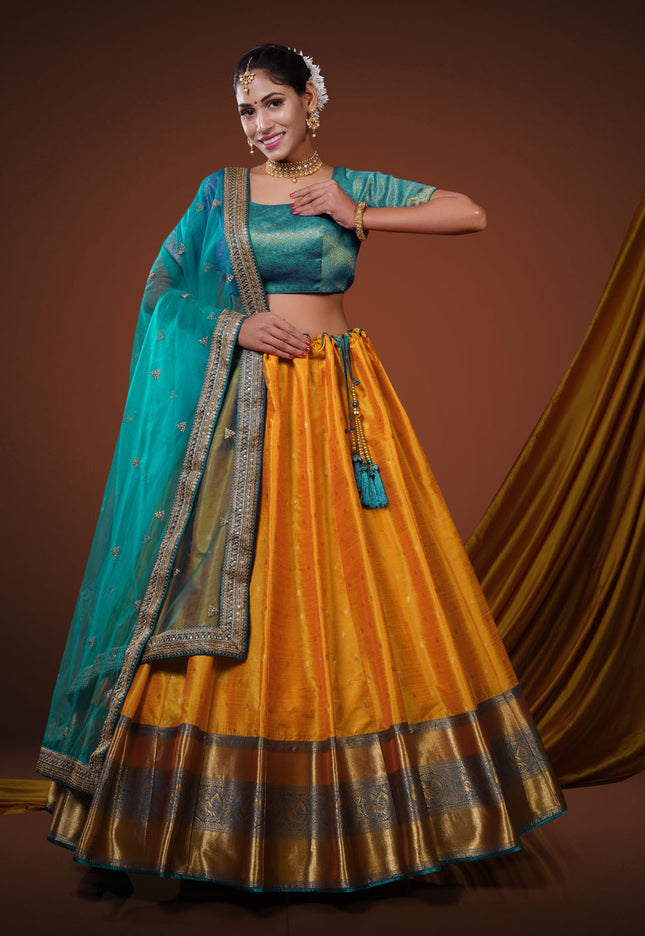 Gold Banarasi Pattu Half Saree