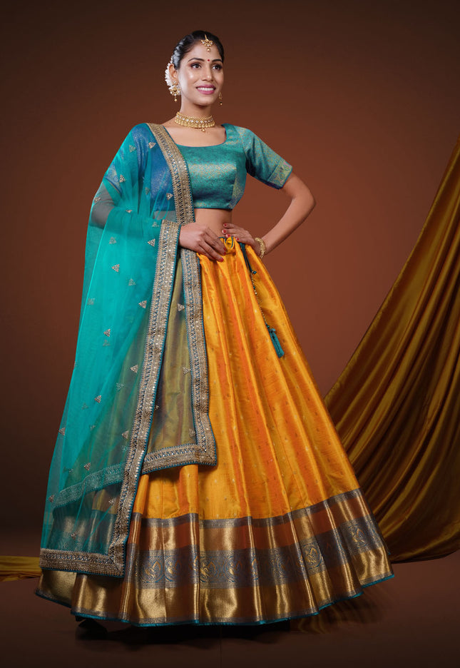 Gold Banarasi Pattu Half Saree
