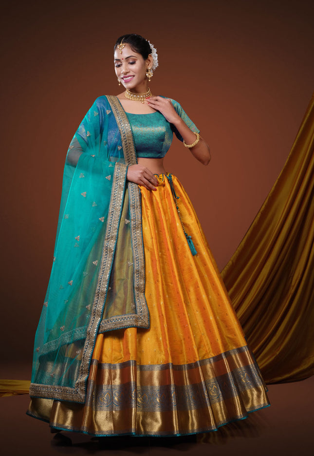 Gold Banarasi Pattu Half Saree