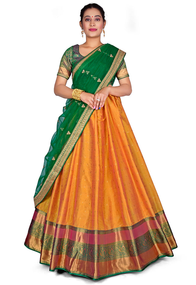 Gold Banarasi Pattu Half Saree