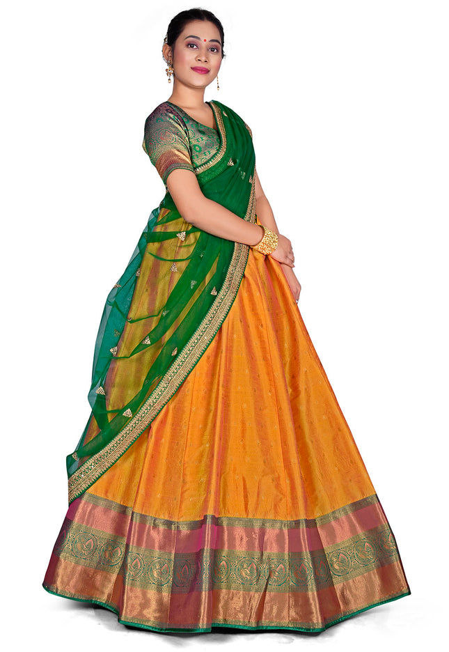 Gold Banarasi Pattu Half Saree