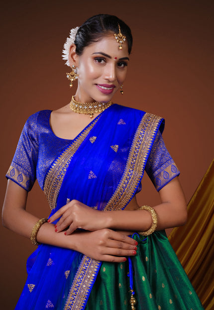 Green Banarasi Pattu Half Saree