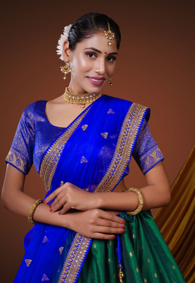 Green Banarasi Pattu Half Saree