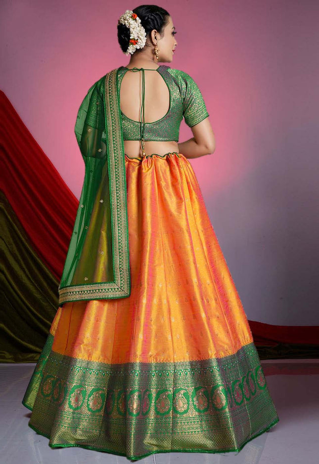 Gold Banarasi Silk Lehenga