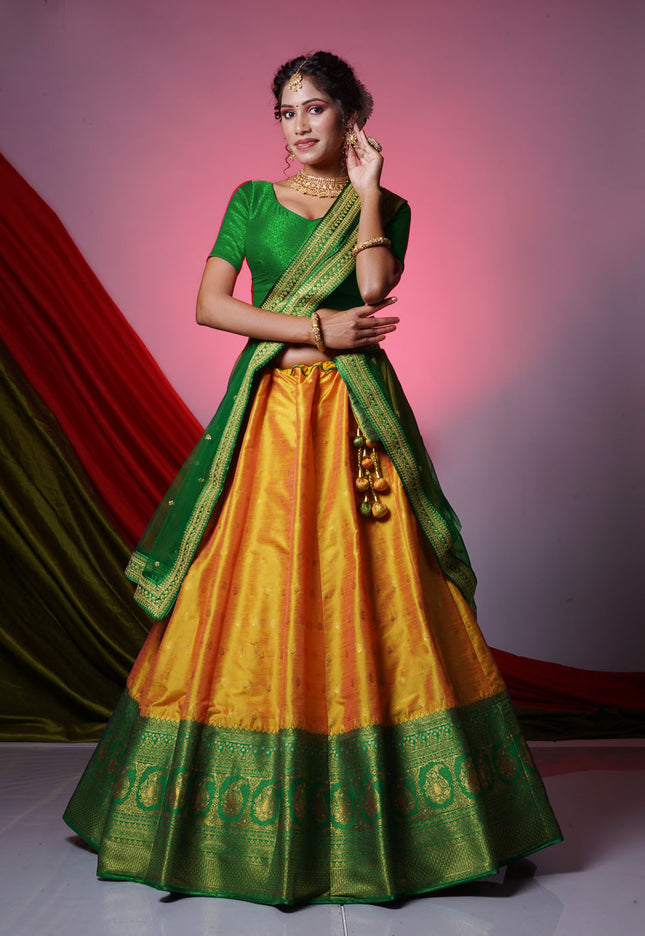 Gold Banarasi Silk Lehenga