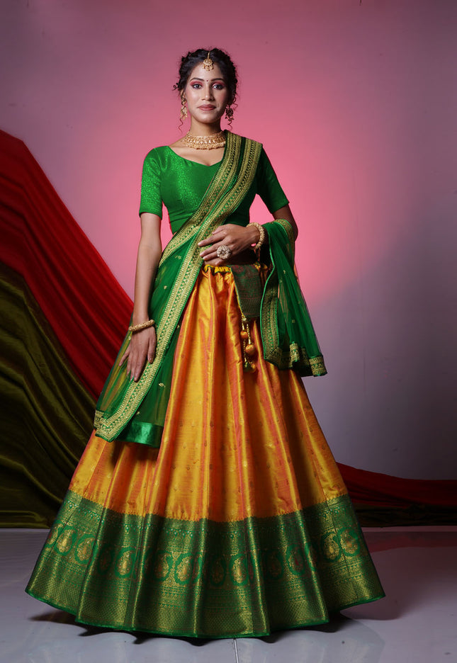 Gold Banarasi Silk Lehenga