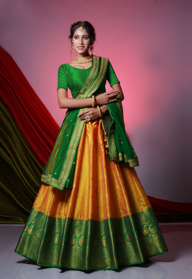 Gold Banarasi Silk Lehenga
