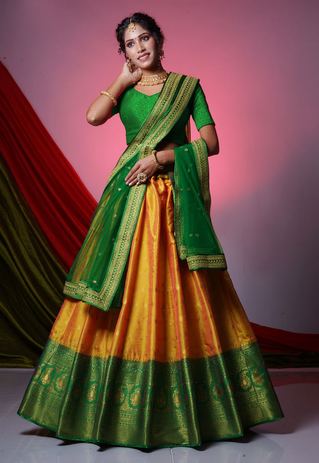 Gold Banarasi Silk Lehenga