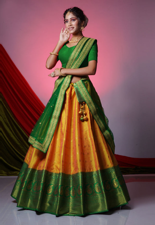 Gold Banarasi Silk Lehenga
