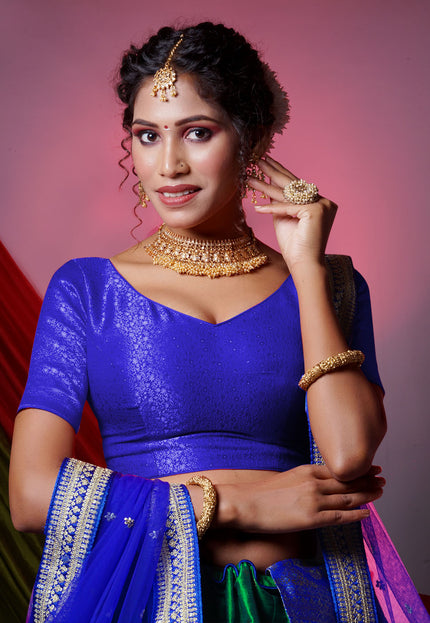 Green Banarasi Silk Lehenga