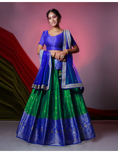 Green Banarasi Silk Lehenga
