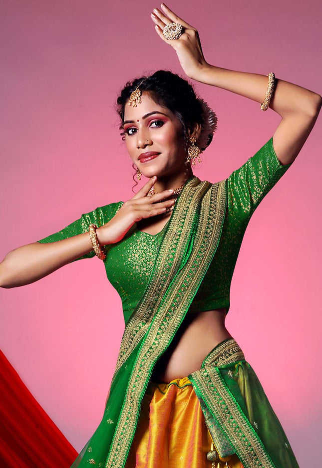 Gold Banarasi Silk Lehenga