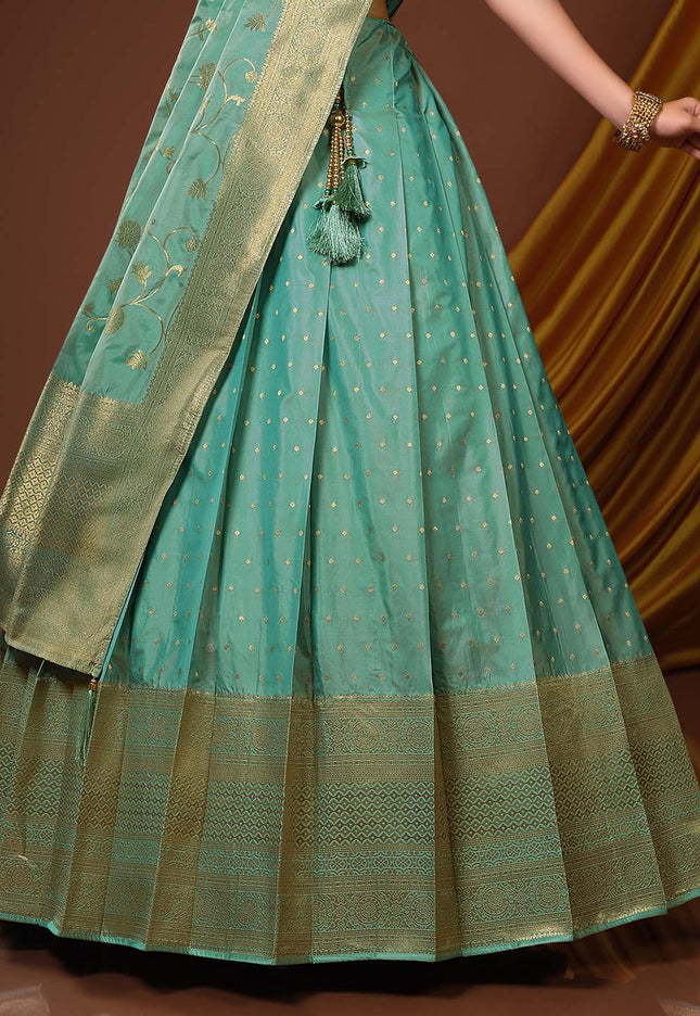 Sea Green Banarasi Silk Lehenga