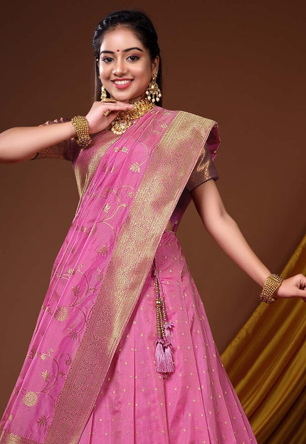 Pink Banarasi Silk Lehenga 