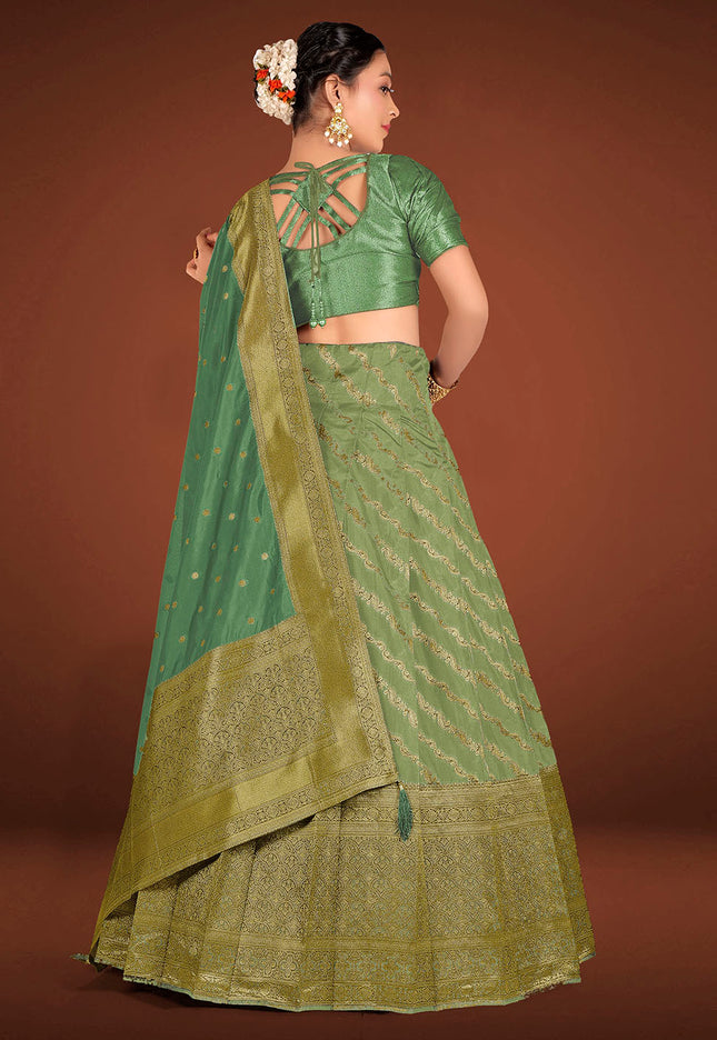 Sea Green Banarasi Half Saree