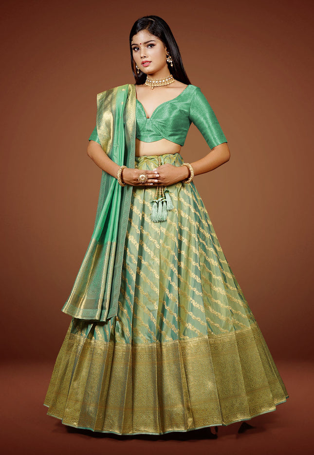 Sea Green Banarasi Half Saree