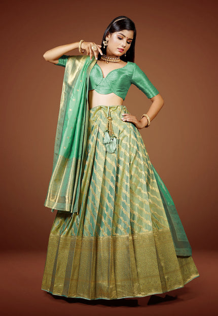 Sea Green Banarasi Half Saree