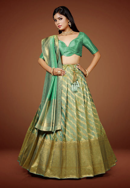 Sea Green Banarasi Half Saree