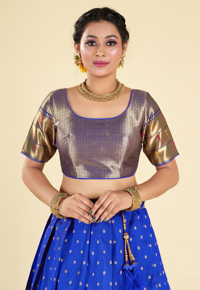 Royal Blue Banarasi Silk Lehenga