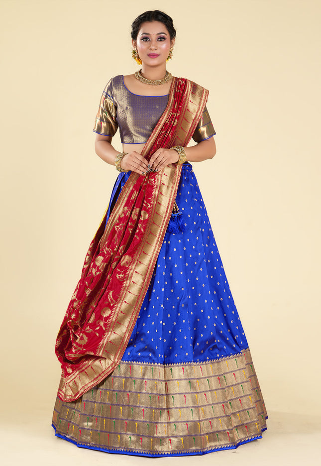 Royal Blue Banarasi Silk Lehenga