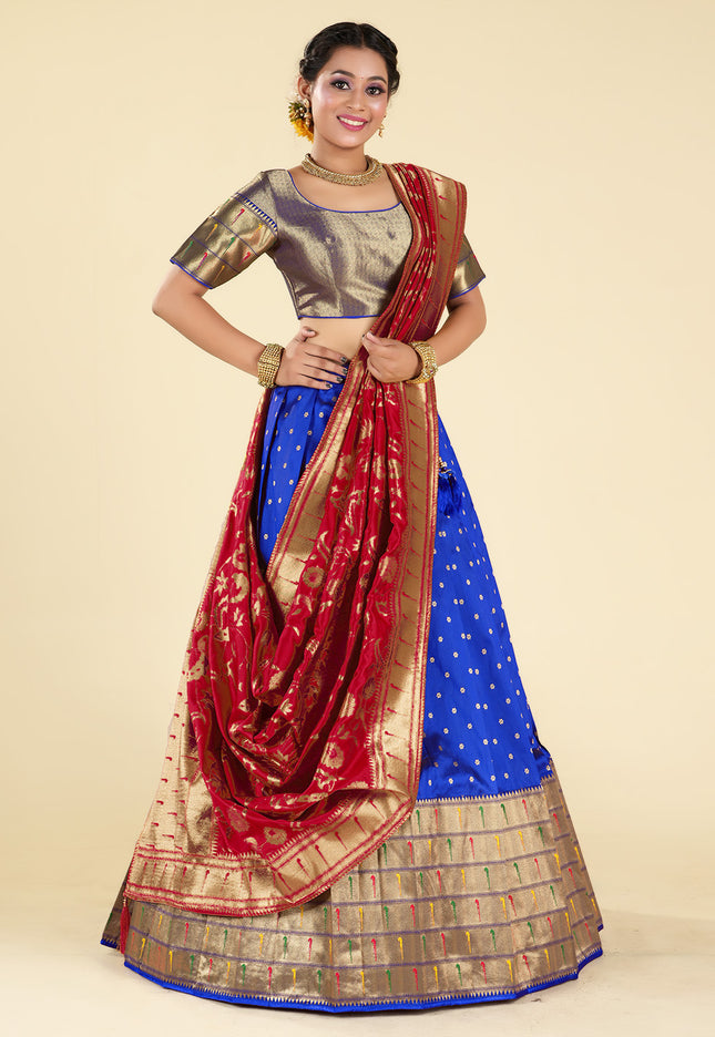 Royal Blue Banarasi Silk Lehenga