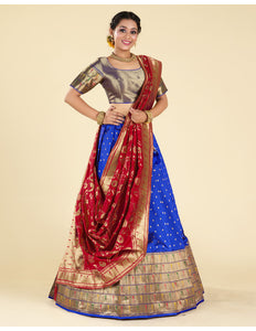 Royal Blue Banarasi Silk Lehenga