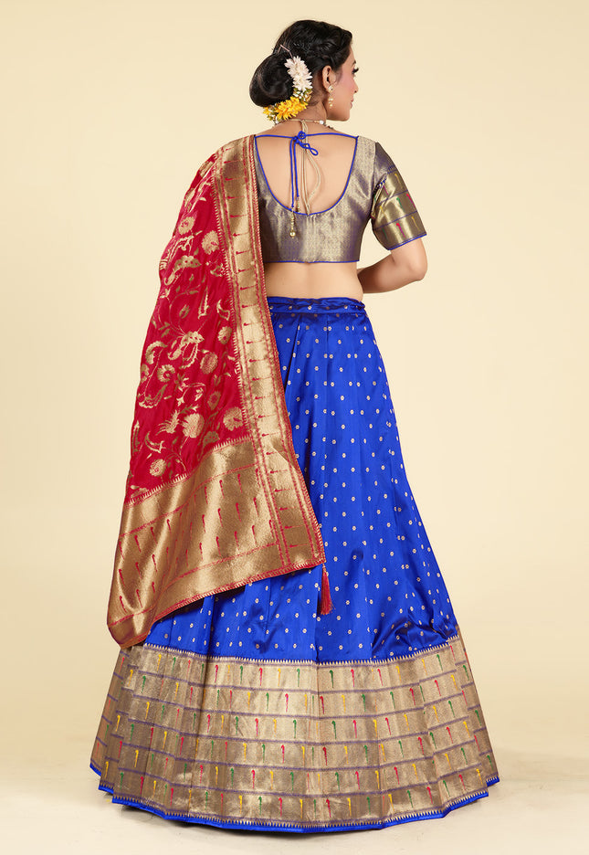 Royal Blue Banarasi Silk Lehenga