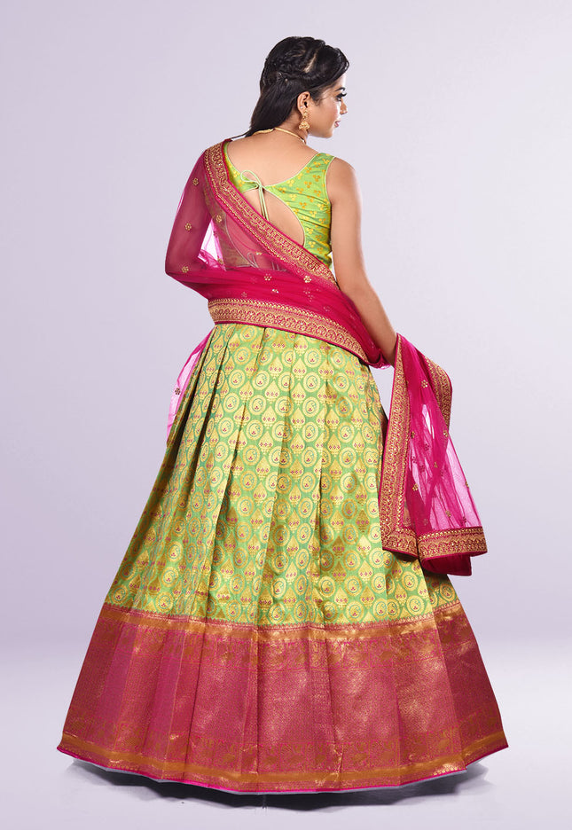 Light Green Banarasi Silk Lehenga