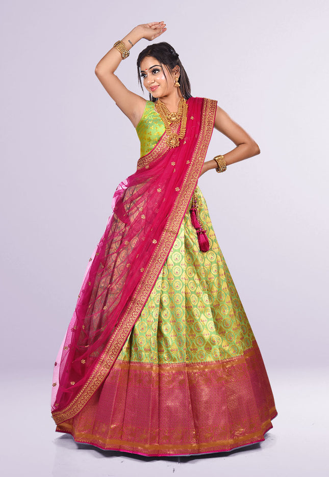 Light Green Banarasi Silk Lehenga