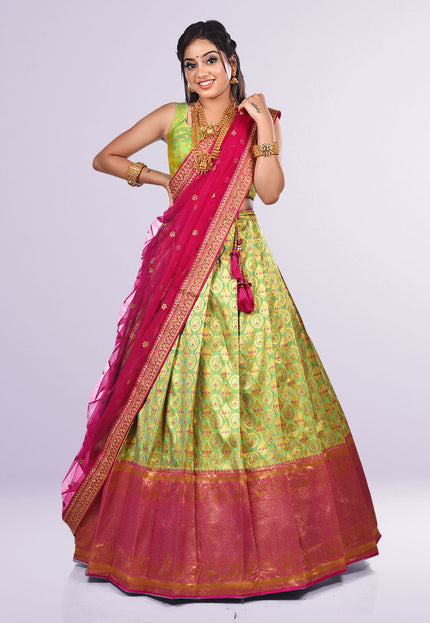 Light Green Banarasi Silk Lehenga