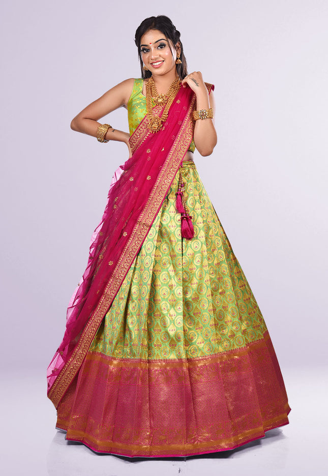Light Green Banarasi Silk Lehenga