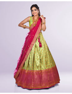 Light Green Banarasi Silk Lehenga
