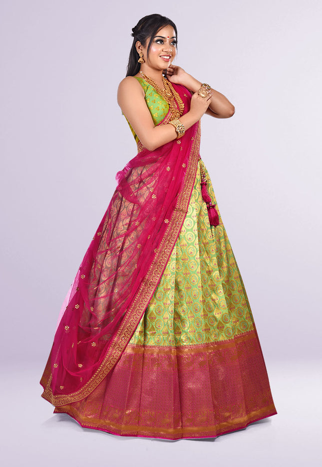 Light Green Banarasi Silk Lehenga