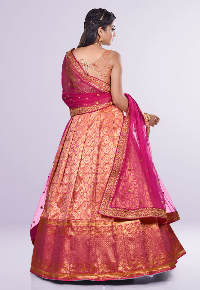 Light Pink Banarasi Silk Lehenga