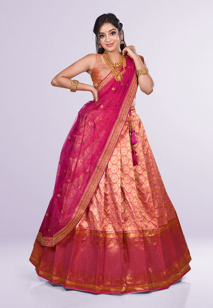 Light Pink Banarasi Silk Lehenga