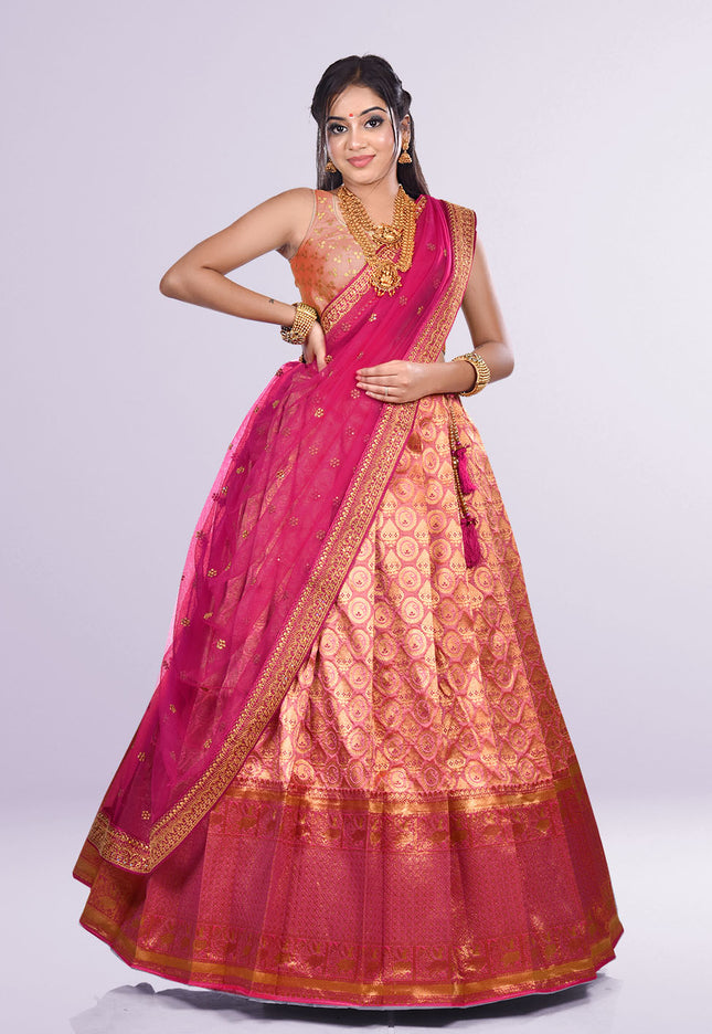 Light Pink Banarasi Silk Lehenga